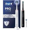 Oral-B Spazzolino Elettrico Ricaricabile Pro Series 3, Nero e Bianco, 2 Spazzolino Elettrico Oral B, con 3 Testine di Ricambio, Pulizia Denti Efficace