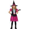 FIESTAS GUIRCA Costume da strega rosa stelle - strega con cappello da strega - costume bambina Halloween 10-12 anni