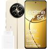 realme 12+ 5G Smartphone 8+256 GB Supporta NFC, Chipset Dimensity 7050, Sony LYT-600 OIS, Display AMOLED da 120 Hz, Smart Touch Antipioggia, SUPERVOOC da 67W, Dual SIM, Beige, Adattatore Incluso