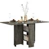 HOMCOM Tavolo a Ribalta con 2 Ripiani Inferiori per 6 Persone Max, in Legno 140x75x74 cm, Grigio | Aosom Italy