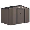 Outsunny Casetta da Giardino con 4 Prese d'Aria e 2 Porte Scorrevoli in Acciaio, 277x195x192 cm, Marrone | Aosom Italy