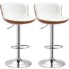 HOMCOM Set di 2 Sgabelli da Bar Design Contemporaneo Altezza d'assise regolabile 64-85 cm girevoli 360° rivestimento sintetico Crema Imitazione Legno