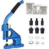 FreeTec Occhielli Macchina a Pressione, Occhiellatrice Manuale Con 3 Matrici (6/10/12mm) e 1500 Occhiello per Teloni Tessuti Vestiti Cinture Borse