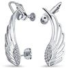 Bling Jewelry Moderno Orecchino Climber Helix Avvolgente In Cartilagine Con Ali Di Angelo Guardiano Spirituale E Piuma CZ Argentato Placcato In Argento Con Chiusura A Vite Regolabile Stabilizzante