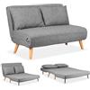 EVERGREENWEB MATERASSI & BEDS EVERGREENWEB Poltrona Letto 1 Piazza e Mezzo con Cuscino Imbottito, Tessuto Grigio, Divano 2 Posti Salvaspazio Pieghevole, Pouf Poggiapiedi, Comodo Schienale Regolabile Clic Clac, Gambe in Legno FOLDY