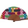 Tusitala Barcelona Ventaglio spagnolo Celosía - Legno e cotone - 23 cm - Custodia in yute natural - Accessorio moda - Fatto a mano in Spagna - Eventi e regali - Collezione Geometrie