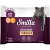 Smilla Sterilized Bocconcini in salsa con verdure - 4 x 85 g Mix: 2x Salmone e Carote + 2x Tacchino e Fagiolini