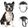 Enjoying Casco per Cani con Fori per le Orecchie, Casco per Animali Domestici con Lenti Ribaltabili, Protezione UV, Protezione Dalla Sabbia, Adatto per Cani da 7,5 a 12,5 kg