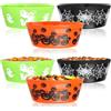 com-four® 6x Ciotole per Snack di Halloween - Set di Ciotole per Dolci confezionati - Piatti per Snack in Plastica - Stoviglie per Feste per Halloween e Feste a Tema (6 pezzi - 3 colori)
