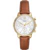 Fossil Orologio Neutra da donna, Movimento cronografico al quarzo con cinturino in acciaio inossidabile o in pelle, Marrone E Oro