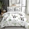 XCQHZYQ Copripiumino Singolo 150 x 200 cm Panda Del Fumetto Bambù Verde Set di Biancheria da Letto in Poliestere Cotone per Bambini, Set Copripiumino in Morbido con Federa a Cerniera