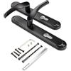 VERAMET® Set di maniglie per porta, set di maniglie per porte di ingresso, maniglia su entrambi i lati, forma a L, colore nero opaco (PZ cilindro - 90 mm)