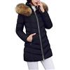 Huixin Piumini Donna Manica Lunga Slim Fit con Cappuccio Pelliccia Sintetica Eleganti Invernali Piumino Moda Casuali Addensare Costume Caldo Giacca Trapuntata Parka Invernale (Color : Schwarz, Size : M)