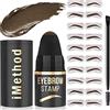 iMethod Kit Timbro Sopracciglia e Stencil Sopracciglia - per Trucco Sopracciglia Perfetto, Pomata Sopracciglia, 20 Kit Modella Sopracciglia, Facile da Usare, Lunga Durata, Marrone