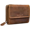 ROYALZ 'Liberty' Portafoglio Donna Piccolo Pelle Vera - Vintage Portamonete con 7 Scomparti per Carte - Mini Borsellino RFID Protezione, Colore:Nevada Marrone