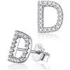 Silvora Orecchini a Perno con Lettera Iniziale e Diamante in Argento Sterling con Alfabeto dalla A alla Z Minimalista Zirconi S925 per Donne e Ragazze