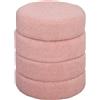 HOMCOM Poggiapiedi rotondo in pelo di orso, telaio in metallo, fino a 120kg, Ø40x45H cm, Rosa | Aosom Italy