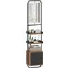 HOMCOM Scaffale da bagno con specchio, scaffale di archiviazione con ripiani regolabili e armadio, 40x30x179cm, nero | Aosom Italy