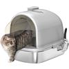 PawHut Lettiera per Gatti in Acciaio Inox con Coperchio Sacchetto Deodorante Paletta Facile da Pulire 52,4x41,3x39,9 cm Grigio | Aosom Italy