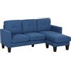 HOMCOM Divano d'angolo 3 Posti con chaise longue reversibile destra o sinistra, salotto, grande comfort, schienale trapuntato, blu | Aosom Italy