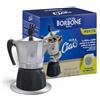 CAFFÈ BORBONE Caffettiera a induzione Moka Ciao, capacità 3 tazze, compatibile con piani cottura a induzione, incluse 15 cialde Blue Blend
