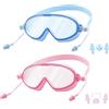 KASESSS 2 Pezzi Occhialini Nuoto Bambini Regolabili, Occhialini Piscina Bambina Antiappannamento, Occhialini Piscina Bambino, Occhiali Piscina Bambino con Coprinaso, Tappi per Le Orecchie