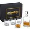Relaxdays Set da Whisky, Caraffa da 700 ml, 4 Bicchieri da 345 ml, Decanter da Cognac, Confezione Regalo, Trasparente, 25,5 x 12,5 x 7 cm
