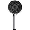 Wenko Soffione Doccia MOD. Softwater anticalcare doccetta Multifunzione 3 Tipi spruzzo Attacco Universale Ø 12 cm plastica ABS Cromo Nero