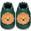 IceUnicorn Scarpine primi passi per bambini, in pelle morbida, antiscivolo, per bambini, Leone verde scuro, 2-3 anni