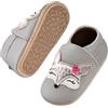 IceUnicorn Scarpine primi passi per bambini, in pelle morbida, per bambini, in pelle, antiscivolo, con suola in gomma, Fazzoletto di rose grigio, 2-3 anni