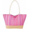 MIGURA Borsa Donna In Paglia Rafia Estiva Spiaggia, Navicella In Vimini Fatto a Mano, Cesto Totte a Spalla Grande Naturale Stile Etnico Boemio Ecologico Linee Verticali Multicolore, rosa