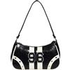 Pandalein Borsa a tracolla da donna, vintage, sportiva, alla moda, stile retrò, in ecopelle, Nero , s