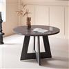 GrandCA HOME Tavolo da Pranzo Rotondo 120 cm, Tavolo da Cucina per 4, Tavolo da Pranzo in Legno con Base a Croce per Cucina, Sala da Pranzo, Soggiorno, Nero