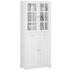 SoBuy Credenza Alta per Cucina Mobile Buffet in Legno con 6 scomparti e 2 cassetti Armadio Dispensa in Stile moderno Bianco 75x40x175cm FSB76-W