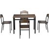 HOMCOM Set da Pranzo da 5 Pezzi con 1 Tavolo Rettangolare e 4 Sedie, in Acciaio e MDF, Nero e Marrone