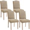 Yaheetech Set 4 Sedie Sala da Pranzo Classiche Imbottite Tessuto Gambe in Legno Sedia Moderne per Cucina Soggiorno Cachi