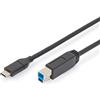Digitus AK300149018S Cavo di Collegamento USB Tipo C, colore Nero