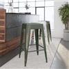 DEGHI Sgabello impilabile stile industrial in metallo verde - Farley