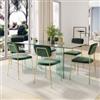 DEGHI Set 6 sedie in velluto verde bosco con gambe in metallo oro - Perry