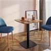 DEGHI Tavolo da pranzo 70x70 cm top effetto rovere scuro con bordi arrotondati e base in metallo nero - Caio Round