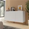 DEGHI Madia 150x85h cm bianco con 3 ante cannettate soft close e piedi in metallo oro - Judith
