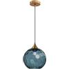 AURORAF Lampadario a Sospensione a Sfera in Vetro Ondulato con Finitura Oro Lampada a Sospensione a Soffitto Industriale Vintage E27 Per Sala da pranzo Cucina - Blu scuro