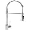 UHOUSEST - Rubinetto monocomando da cucina in acciaio inox (stile Grohe), finitura cromata lucida (argento), accessori di montaggio inclusi, compatibile con connettori standard britannici