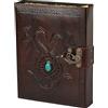 OVERDOSE Deckle Double Dragon Con Stone Leather Journal - Diario Di Viaggio Vintage Per Uomini E Donne Sketch Diary Book Of Shadows Carta Vintage Deckle Edge - 6 X 8 Pollici | 15 X 20 Cm | A5