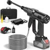 Purova Idropulitrice a Batteria, 21V Max 200 Bar Idropulitrice Portatile con Batteria da 3,0Ah, Press & Clean Pistola Lavaggio con Display LCD di Potenza e 3 Velocità (Nero con 1 Batteria)
