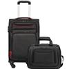 COOLIFE Valigia Cabina Morbida Trolley 58cm e 1 Borsa a Tracolla Grande | Valigia Cabina Morbida TSA & 4 Ruote Spinner, ultraleggera, 1200D idrorepellente - Viaggio Aereo & Affari