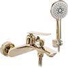 Rea Rubinetto Vasca da Bagno Jager Gold Miscelatore Vasca con Doccetta in Ottone per Bagno Caldo e Freddo regolabile (Oro)