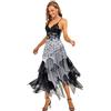 Ever-Pretty Vestiti da Cerimonia Donna Linea ad A Asimmetrico Scollo a V Pizzo Tulle Tracolla Regolabile Senza Maniche Bianco 56