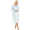 Camille Camicia da notte classica a pois in morbido pile a maniche lunghe da donna, Blu, 44-46