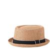 HEYANN Pork Pie, cappello di paglia da uomo Pork Pie Fedora, 58 cm, cappello estivo per uomini e donne, Bowler Flat Top parasole classico, Khaki-02, Taglia unica